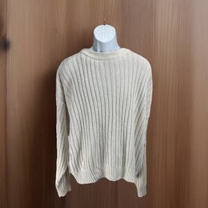 Vintage New River Co Authentic Sportswear Sweater Cotton Cable Knit Large